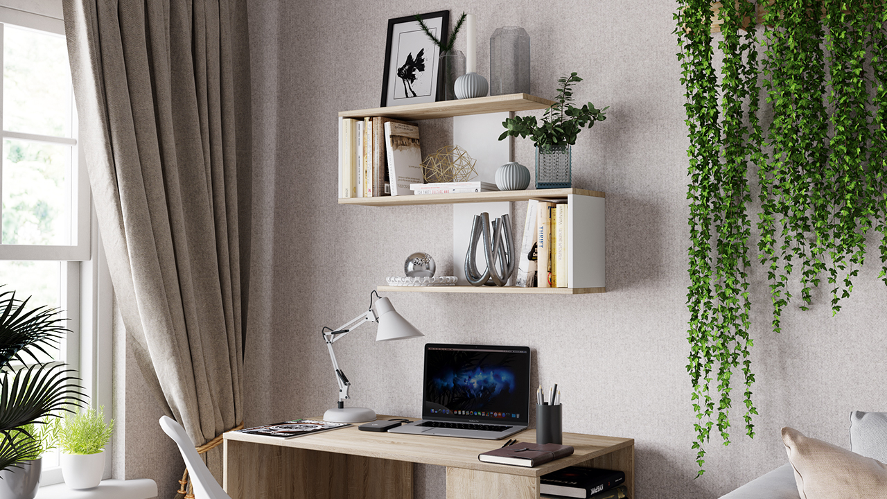 Diamond Тип 1 Полка настенная Дуб Сонома/Белый