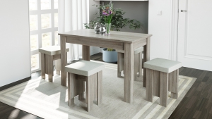 Норд Обеденная группа (Дуб Сонома трюфель/Кожзам Nitro Cream)