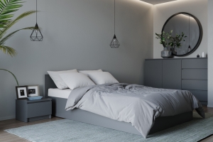 Мори 1600.1 Кровать 160х200 с ДСП настилом Графит