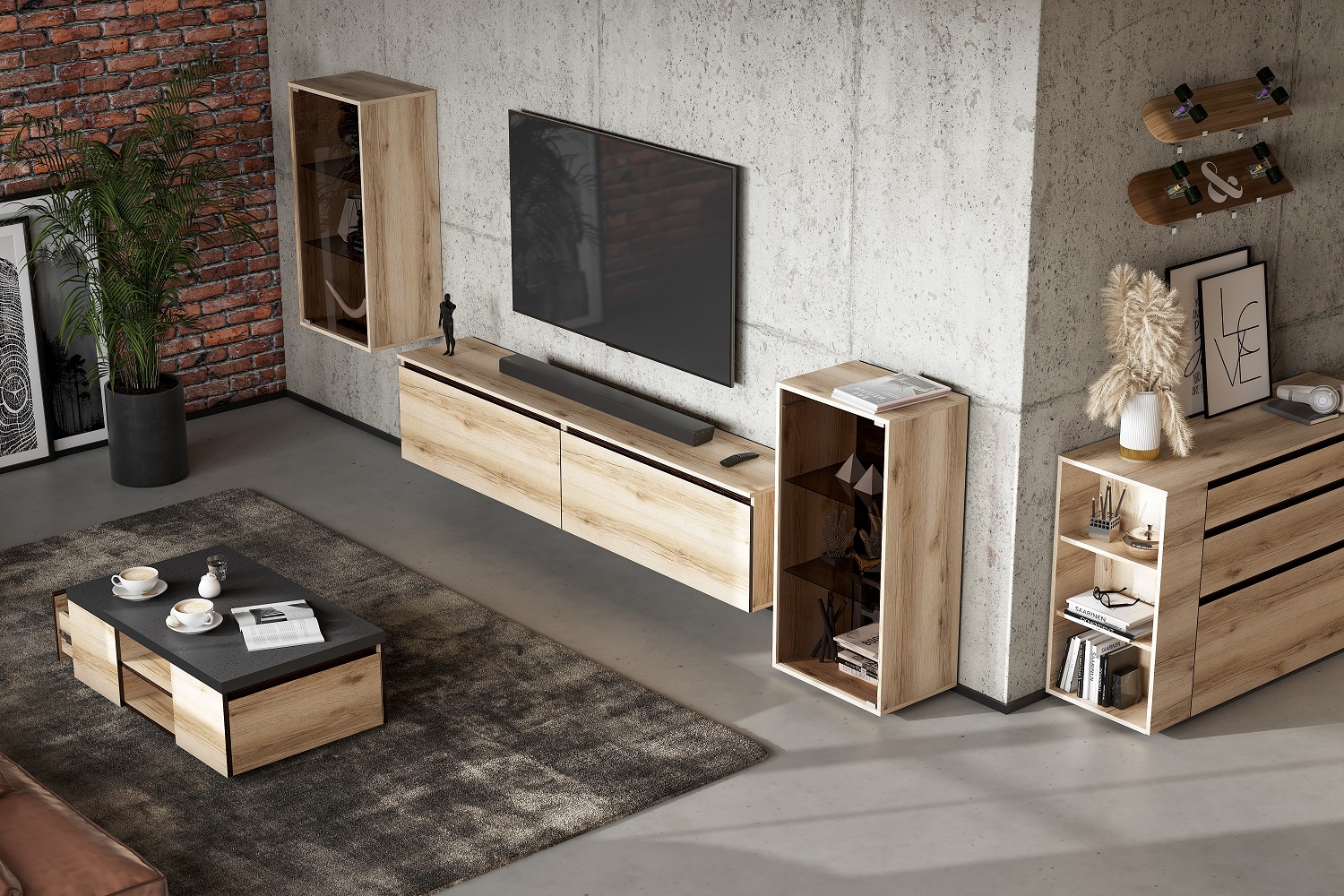 Берген Стенка Комплект 1 Дуб Делано/Венге