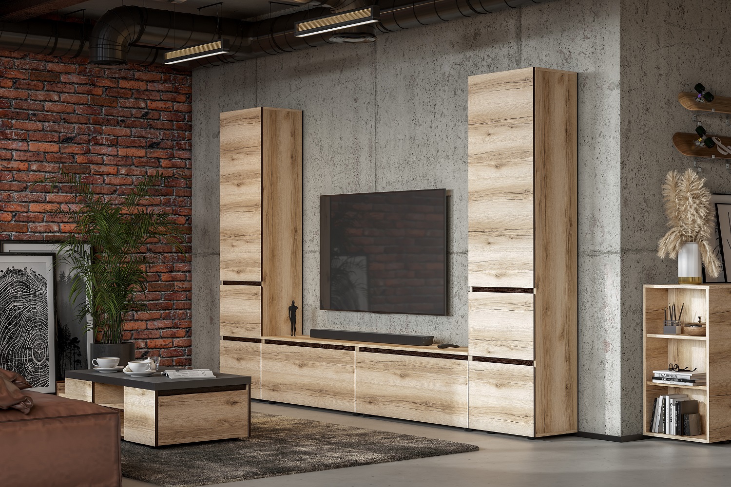 Берген Стенка Комплект 2 Дуб Делано/Венге