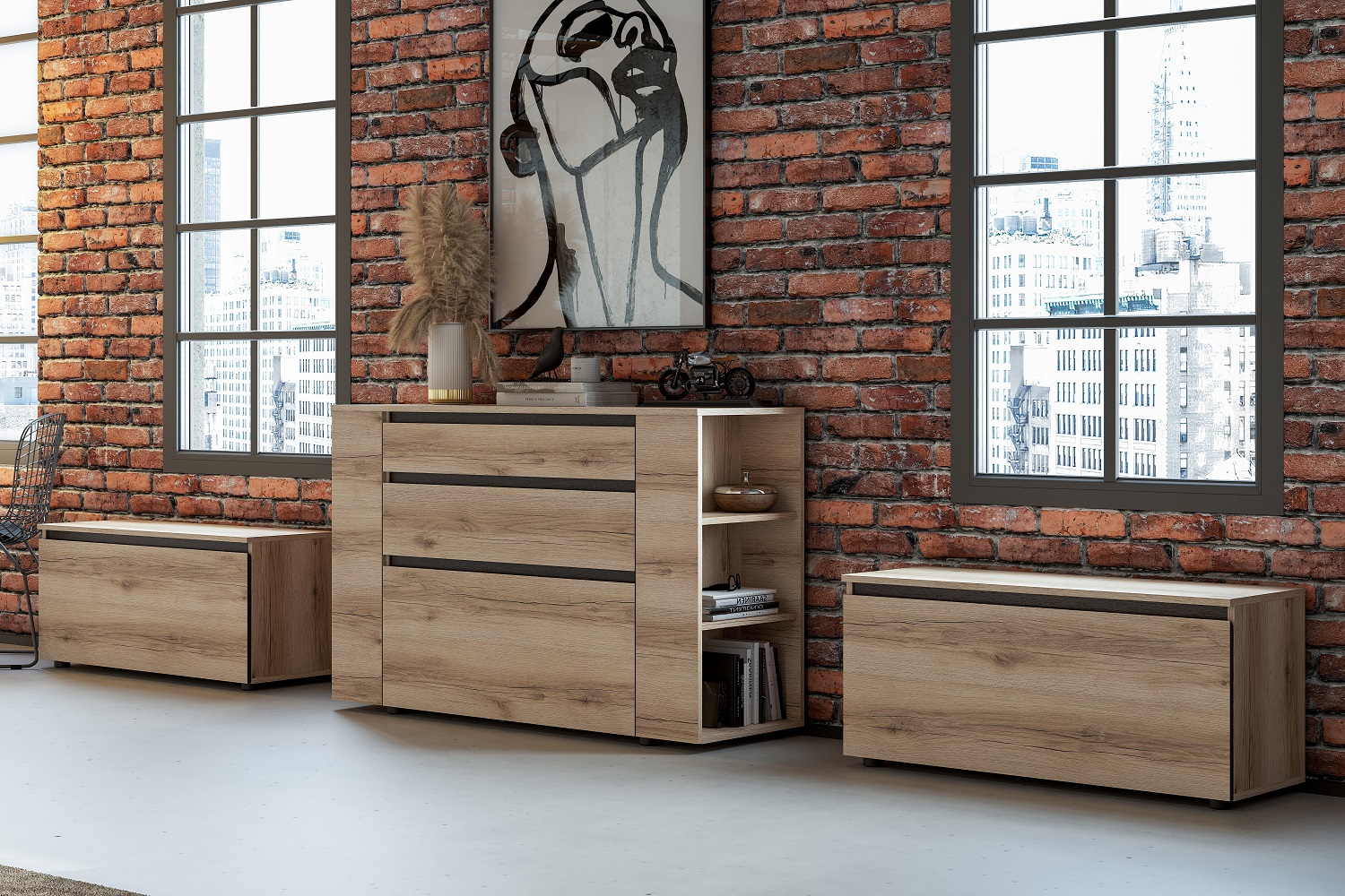 Берген Стенка Комплект 3 Дуб Делано/Венге