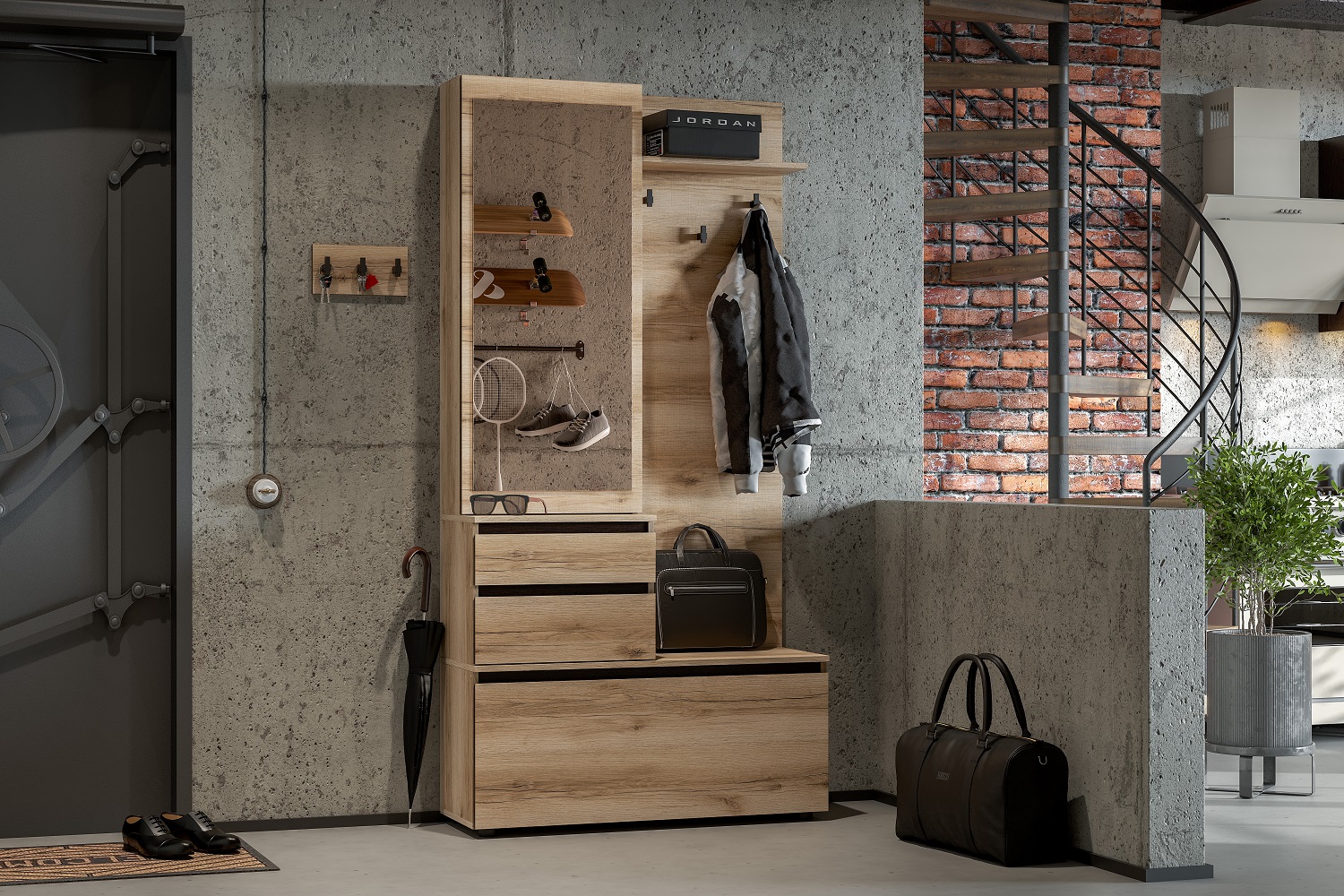 Вешалка с зеркалом Берген