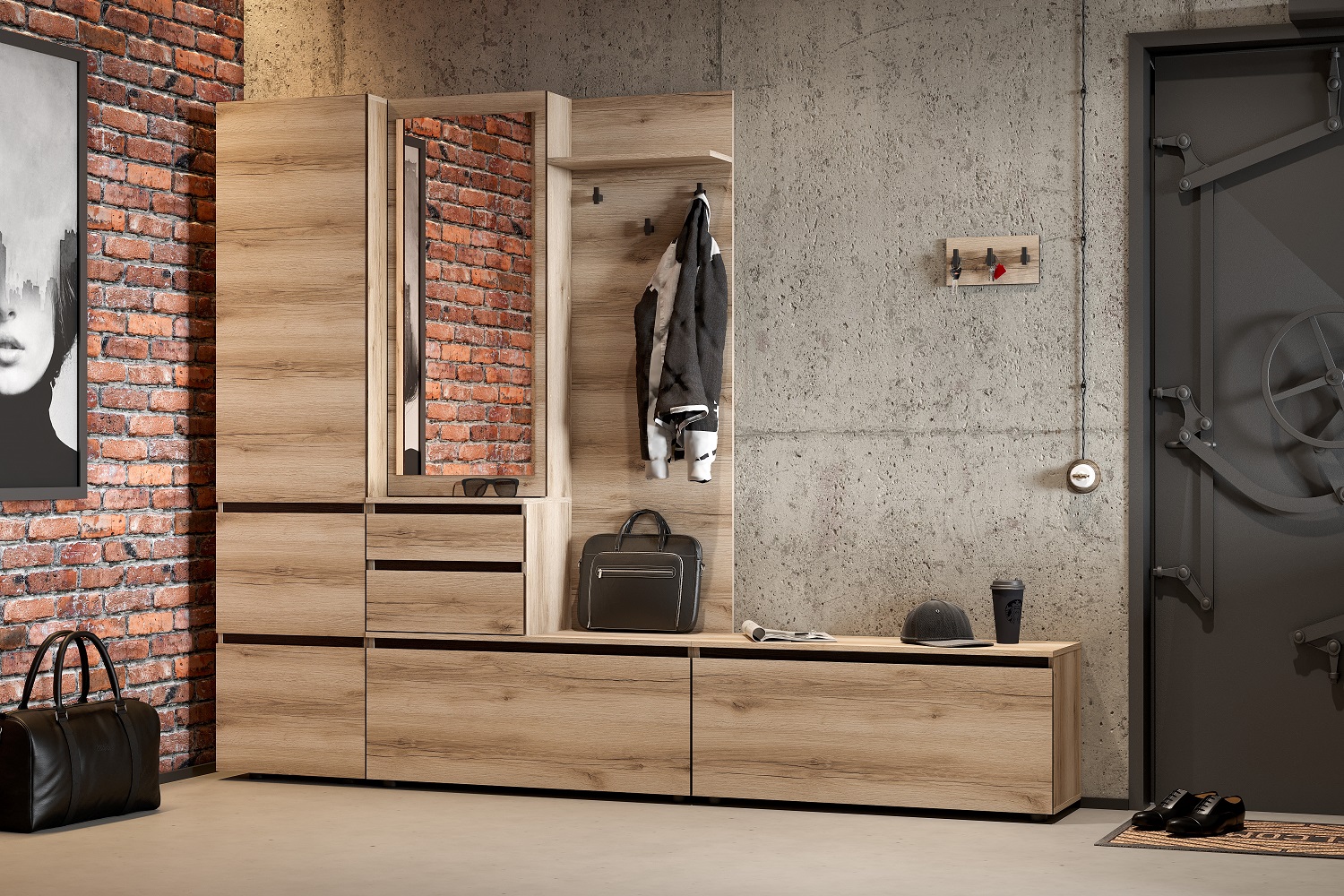 Берген Прихожая Комплект 2 Дуб Делано/Венге