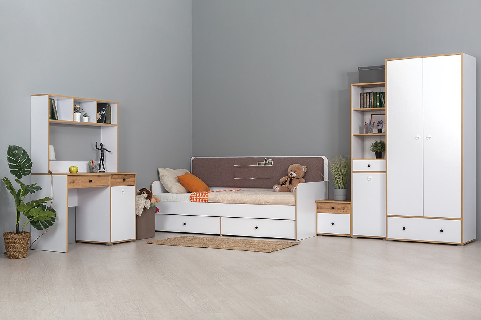 Вуди 13.146 Стеллаж Белый премиум/Дуб крафт золотой