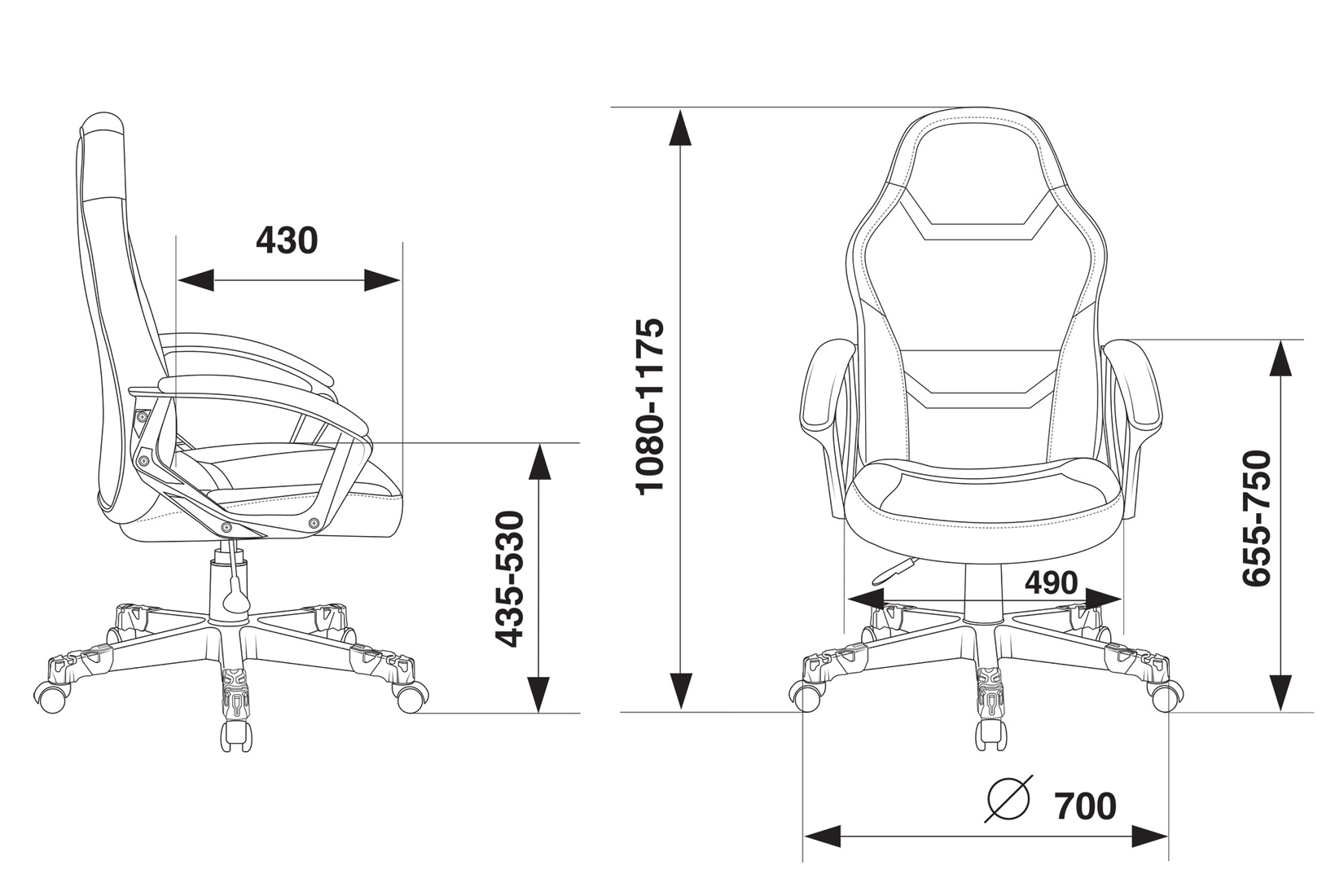 Бюрократ Zombie VIKING 10 Кресло Чёрный/Белый экокожа/текстиль