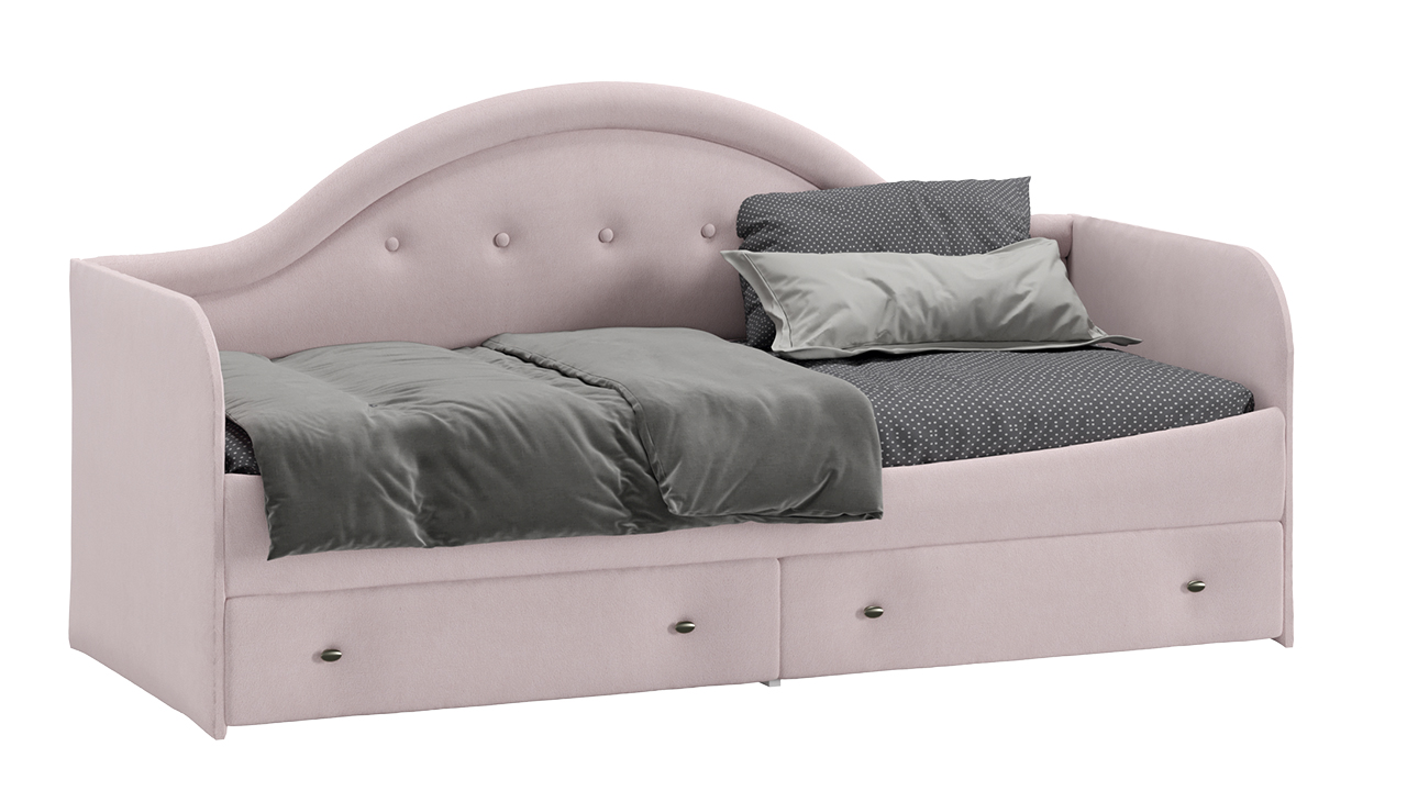 Кровать «Адель» с мягкой спинкой тип 1 Велюр пудровый