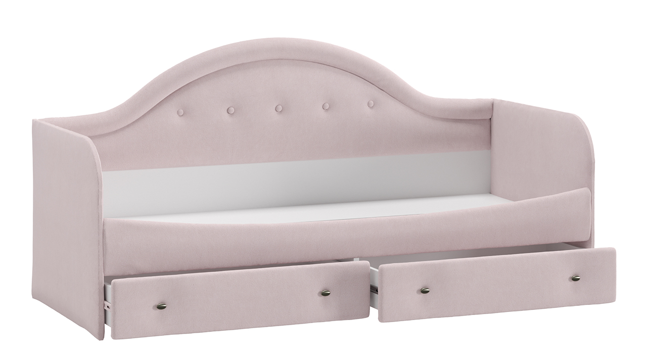 Кровать «Адель» с мягкой спинкой тип 1 Велюр пудровый