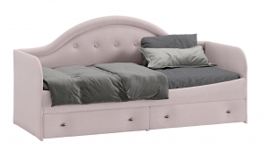 Кровать «Адель» с мягкой спинкой тип 1 Велюр пудровый