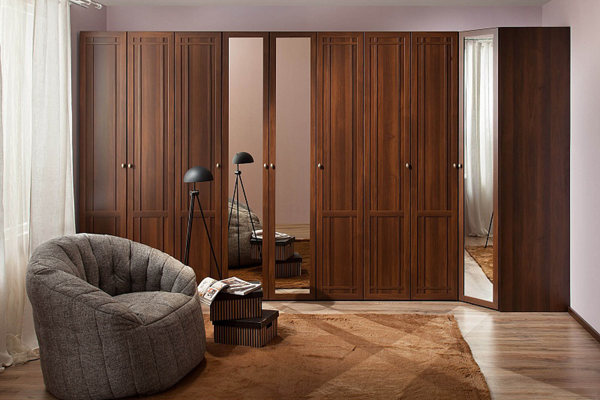 Шкаф угловой с зеркалом Sherlock 63, орех