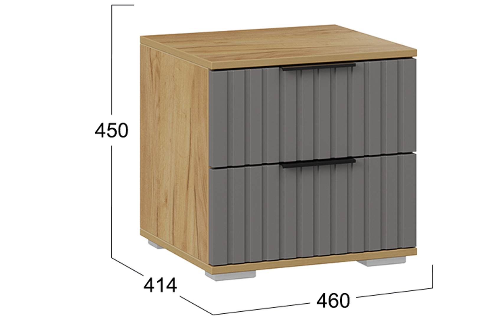 Хилтон Тумба прикроватная Дуб Крафт золотой/Графит матовый