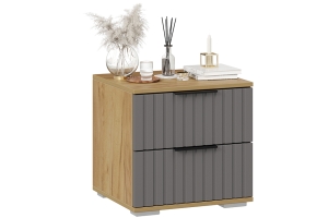 Хилтон Тумба прикроватная Дуб Крафт золотой/Графит матовый