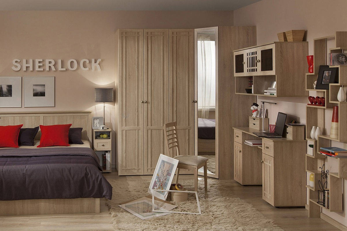 Кровать с ортопедическим основанием (металл) Sherlock 44 120х200, дуб сонома