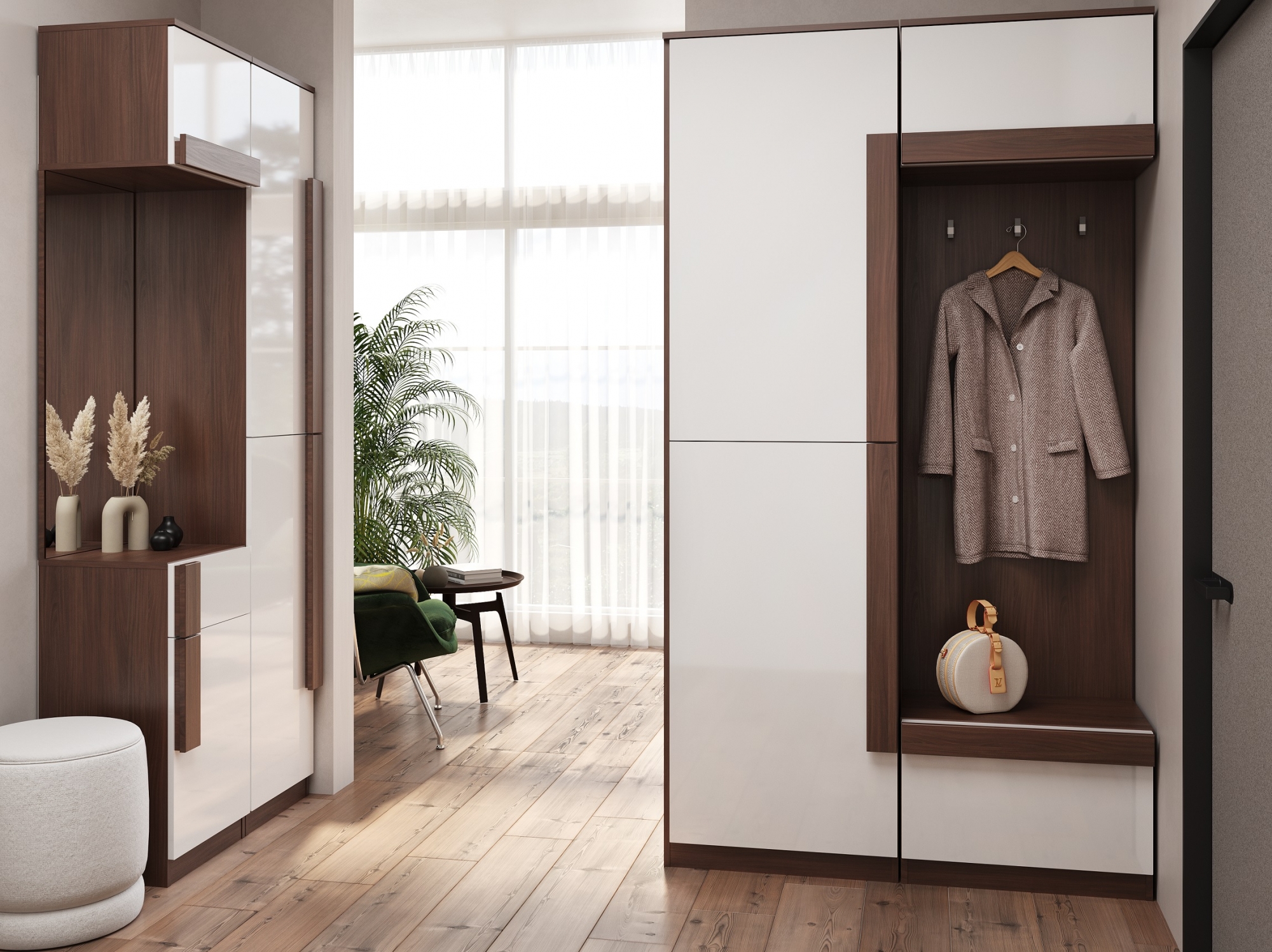 Далия Прихожая Комплект 1 Амброзия/Белый глянец