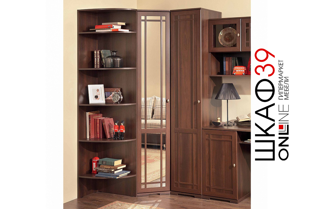 Шкаф угловой с зеркалом Sherlock 10, орех