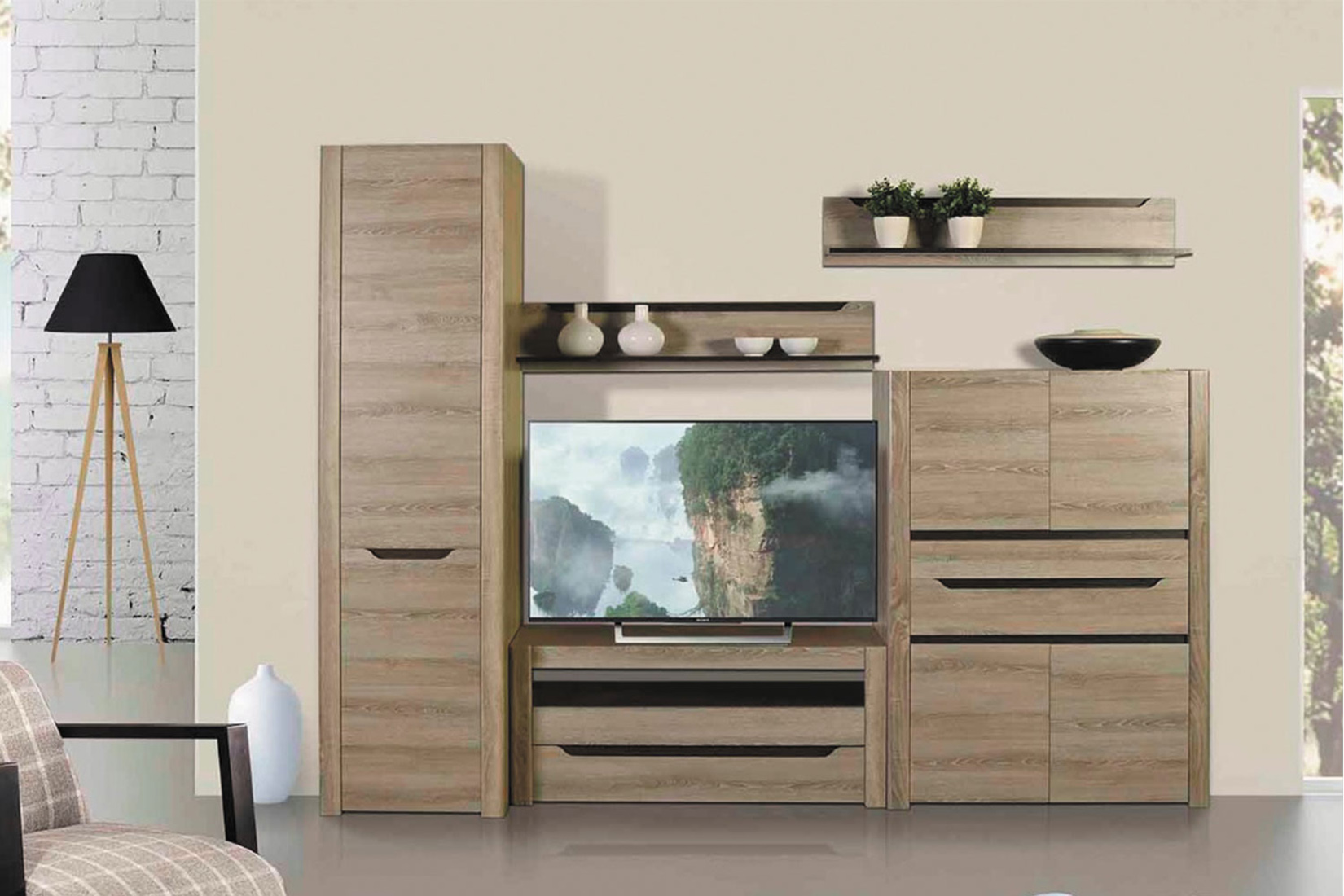 Гостиная модульная Афина. Комплект 1, дуб крафт табачный