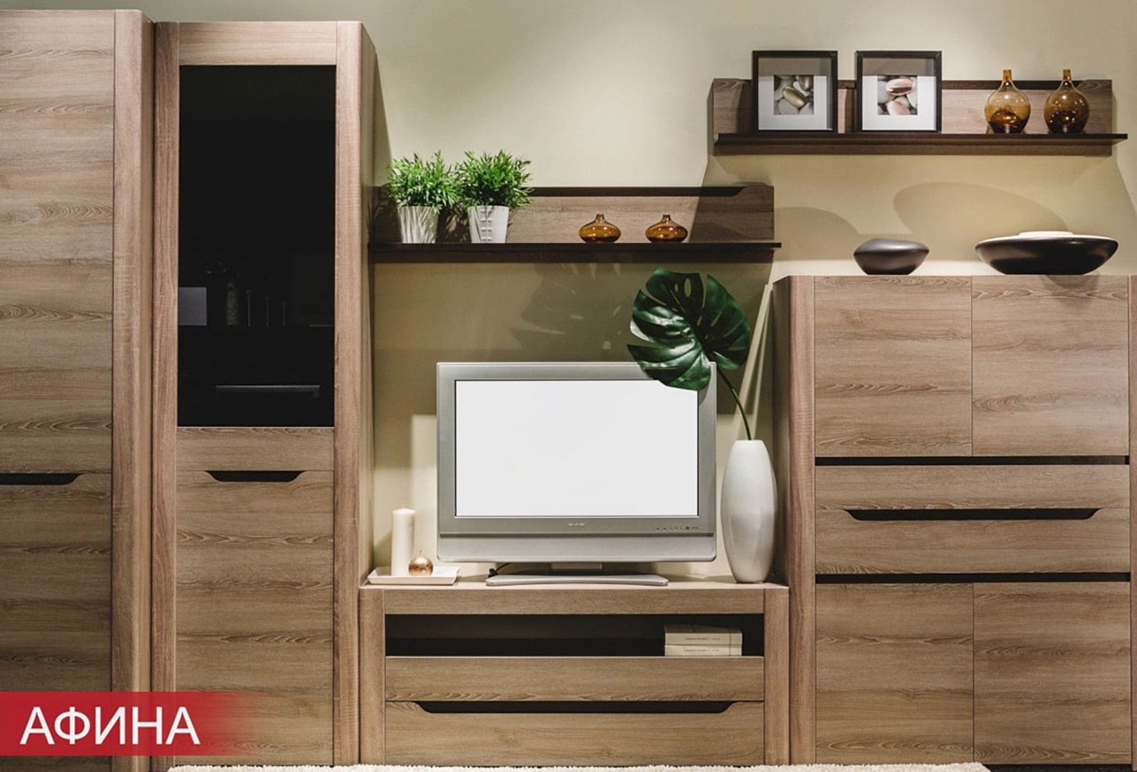 Гостиная модульная Афина. Комплект 1, дуб крафт табачный