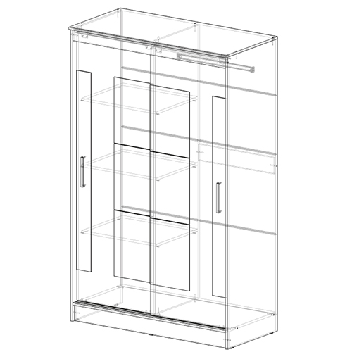 Шкаф-купе двухдверный с зеркалом Элегант-2 Венге/лоредо