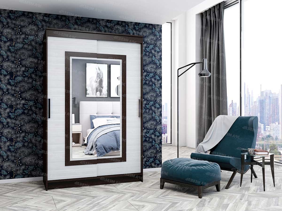 Шкаф-купе двухдверный с зеркалом Элегант-5 Венге/лоредо