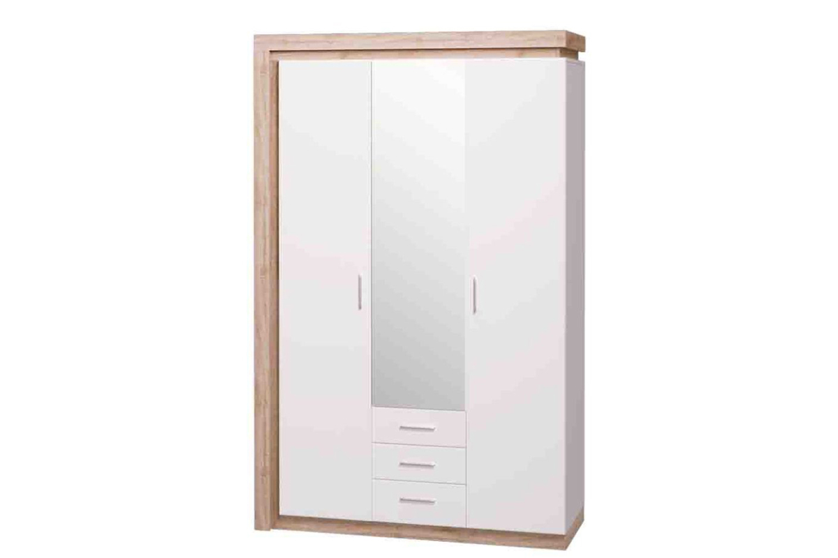15 Шкаф 3-х дверный с зеркалом (3 ящика) Люмен