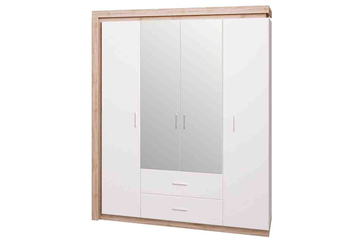 16 Шкаф 4-х дверный с зеркалом Люмен