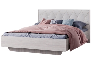 Кимберли Кровать 1600 КР-13 ясень белый/белый глянец с ДСП настилом