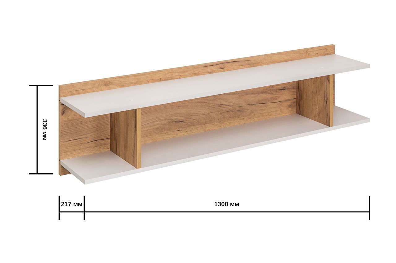 Альба Полка навесная дуб крафт золотой/белый премиум