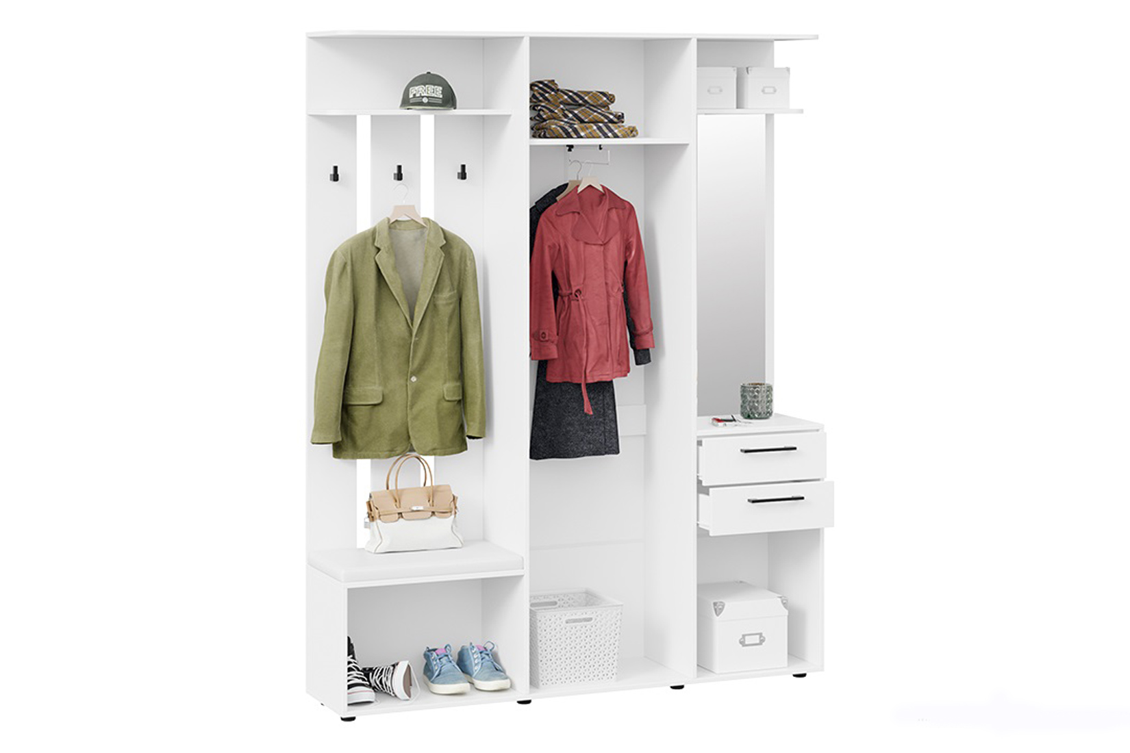 Набор мебели для прихожей «Витра» Тип 2 Белый ясень/Белый