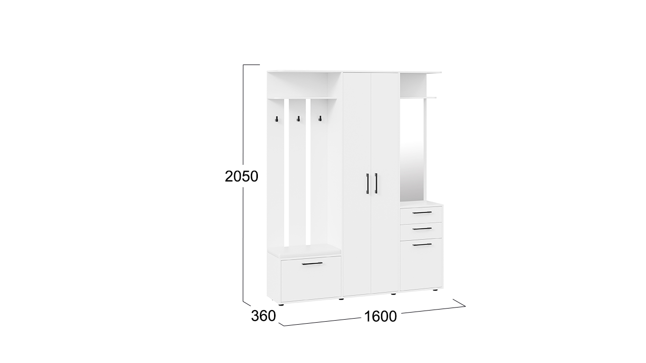 Набор мебели для прихожей «Витра» Тип 2 Белый ясень/Белый