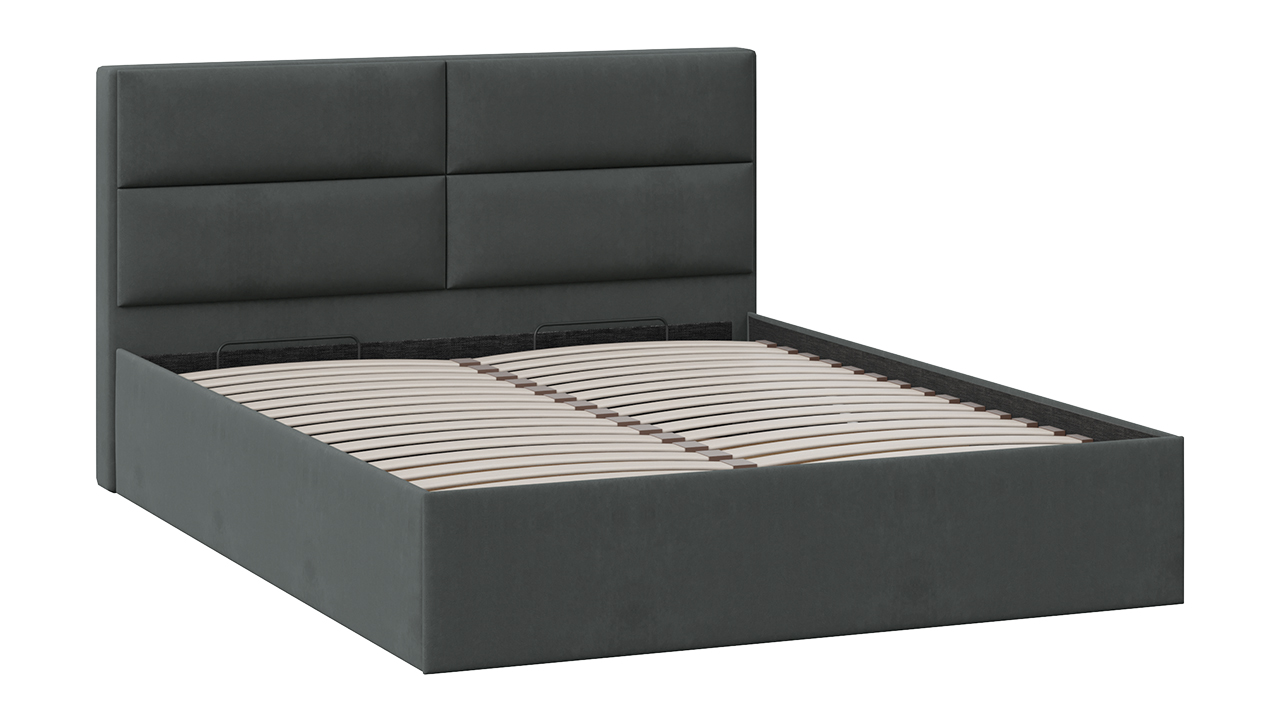 Кровать 160 «Глосс» Тип 1 с подъемным механизмом Велюр Графит