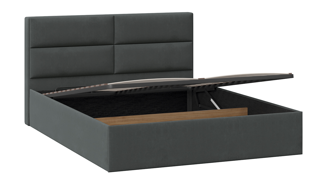 Кровать 160 «Глосс» Тип 1 с подъемным механизмом Велюр Графит