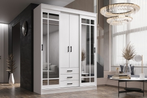 Шкаф-купе с ящиками Лорд, белый