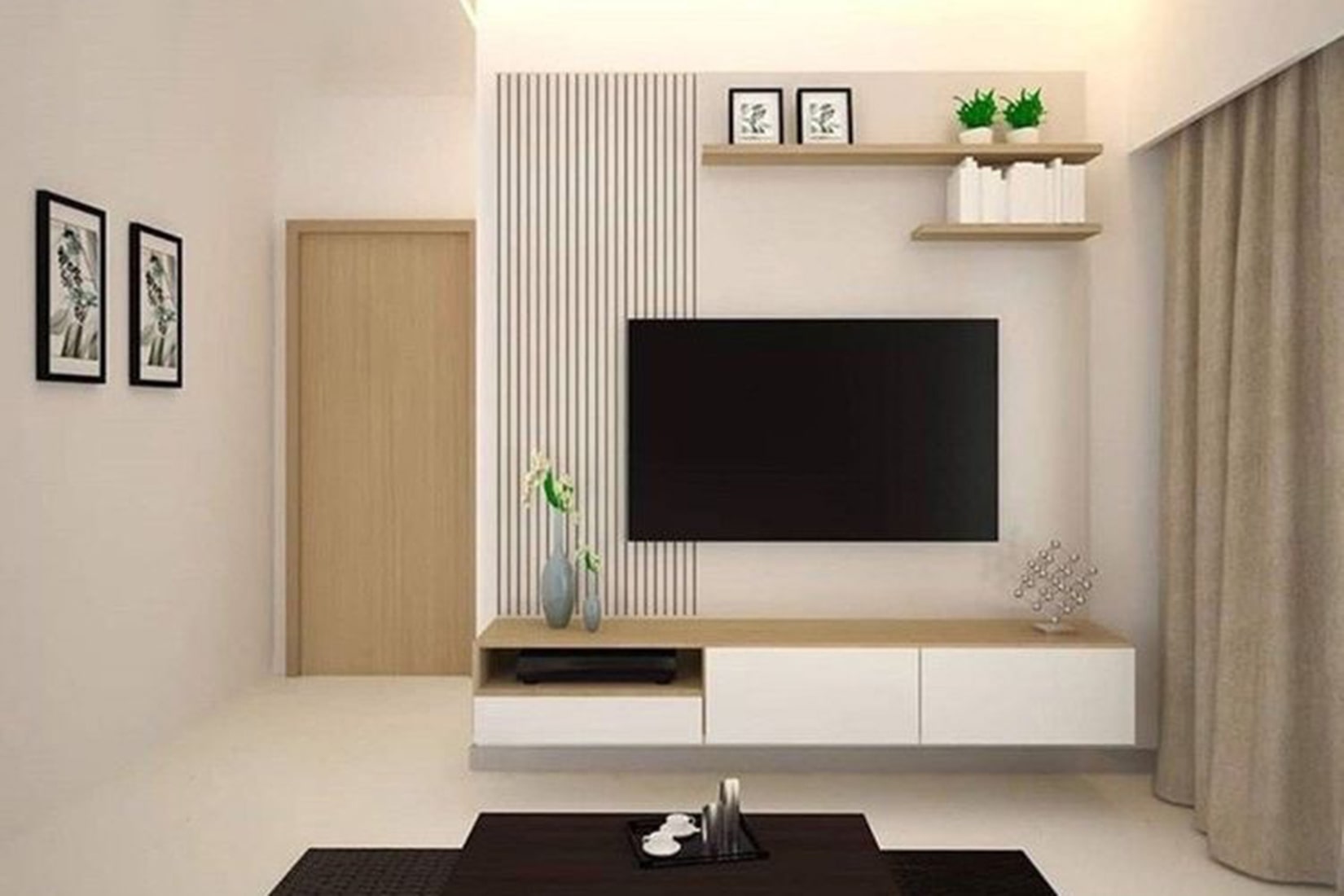 Сити-10 Тумба ТВ 1.4 подвесная Дуб сонома/Белый