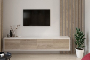 Сити-13 Тумба ТВ 2.0 подвесная Белый/Дуб сонома