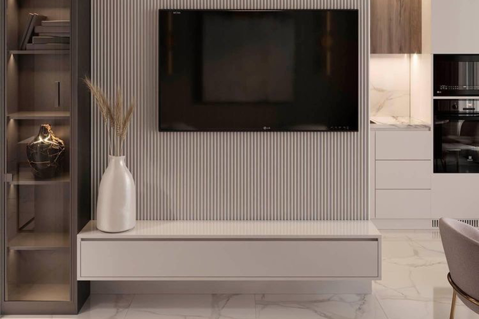 Сити-7 Тумба 1.5 ТВ подвесная Белый