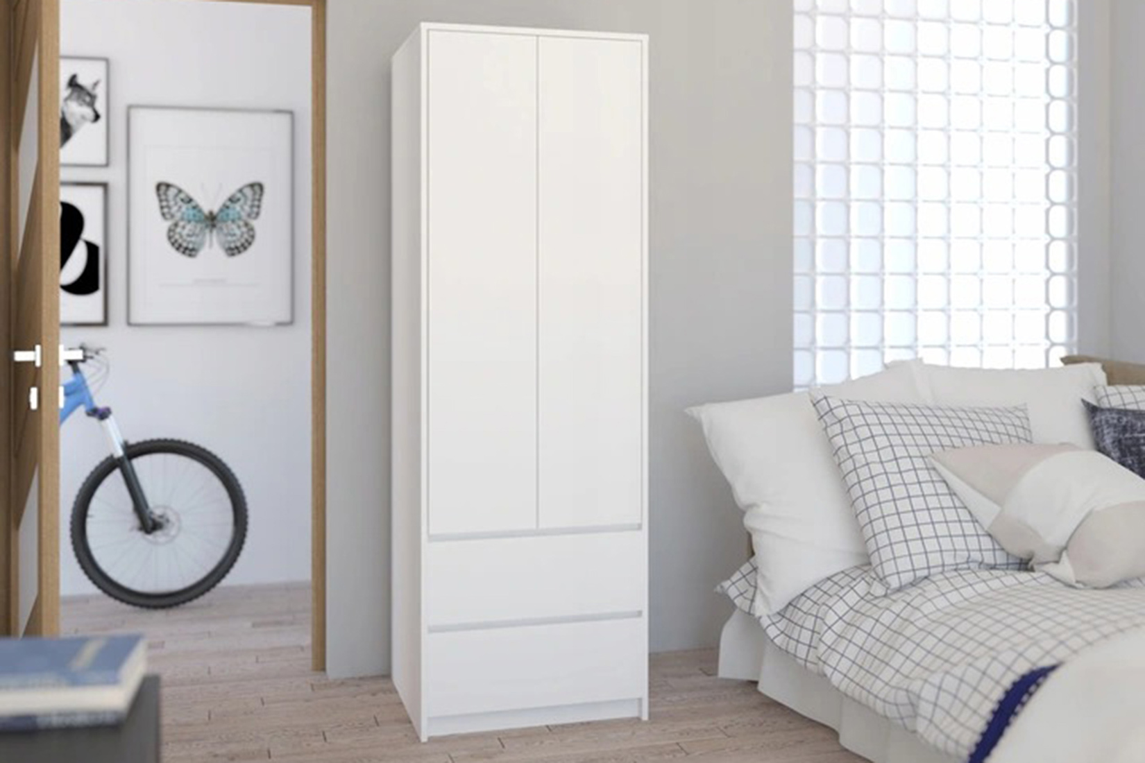 Сура шкаф 2-х дверный 2 ящ. (полки/штанга) без зеркал Белый