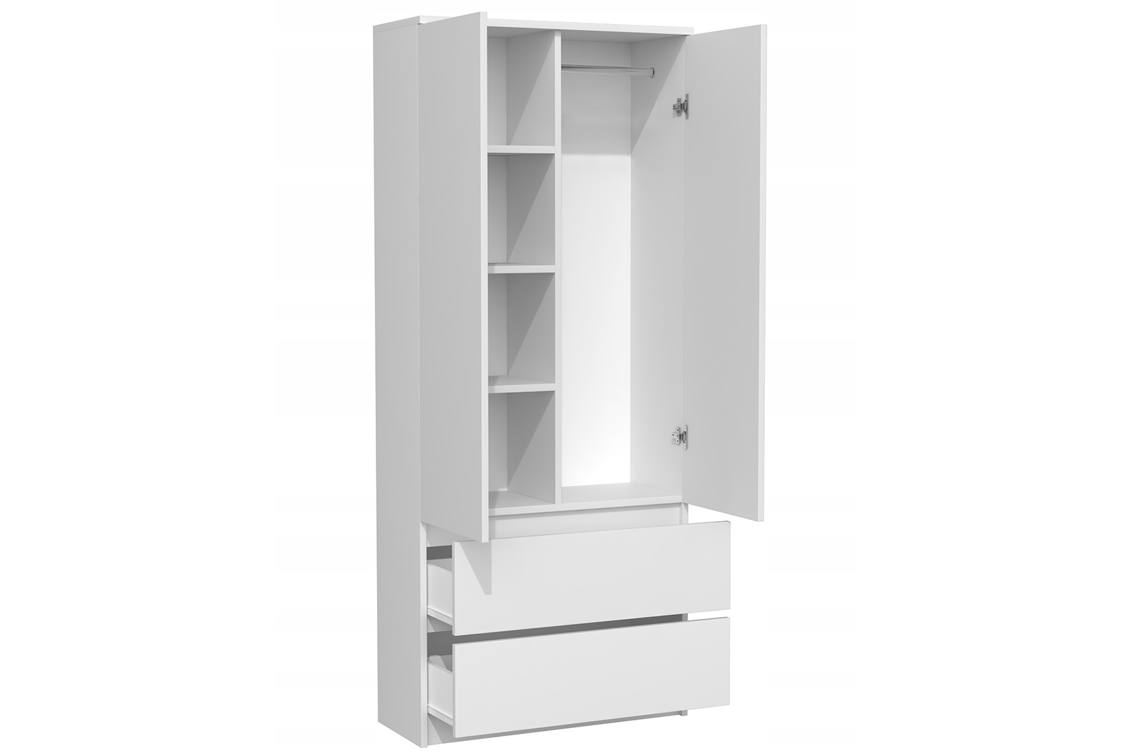 Сура шкаф 2-х дверный 2 ящ. (полки/штанга) без зеркал Белый