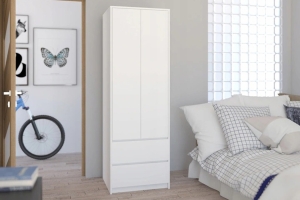 Сура шкаф 2-х дверный 2 ящ. (полки/штанга) без зеркал Белый