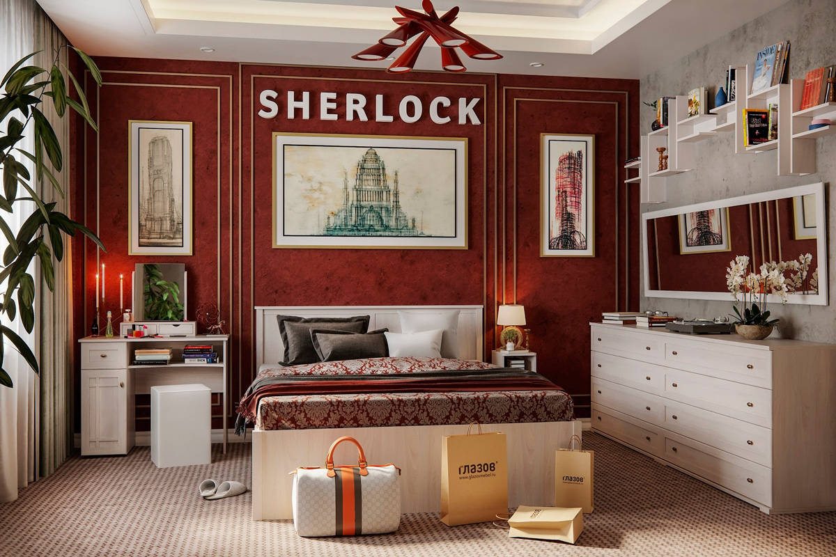 Кровать с подъемным механизмом Sherlock 41.2 180х200, ясень светлый