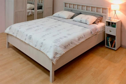 Кровать с ортопедическим основанием (металл) Sherlock 48 Люкс 140х200, ясень светлый