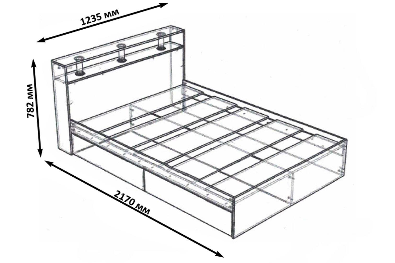 Камелия Кровать 120 без ящиков Дуб сонома