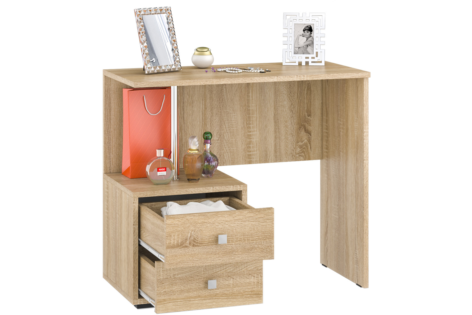 Камелия Стол косметический с зеркалом Дуб сонома