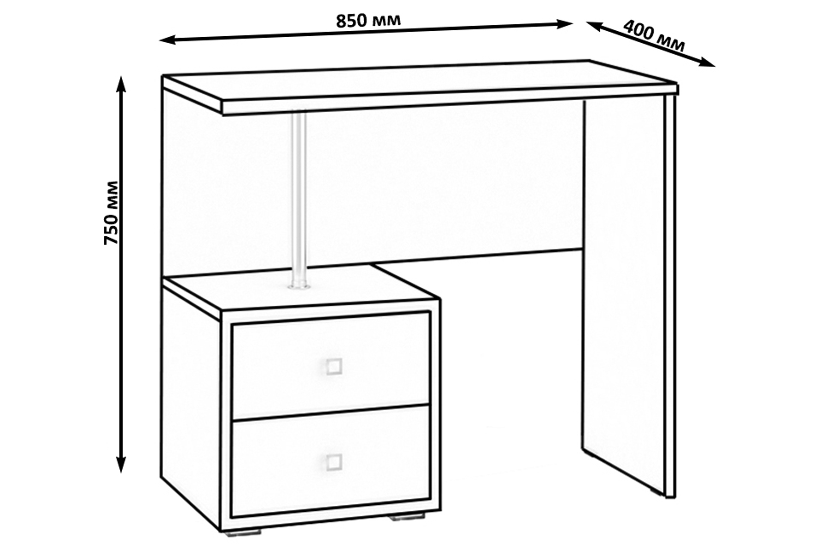 Камелия Стол косметический с зеркалом Дуб сонома