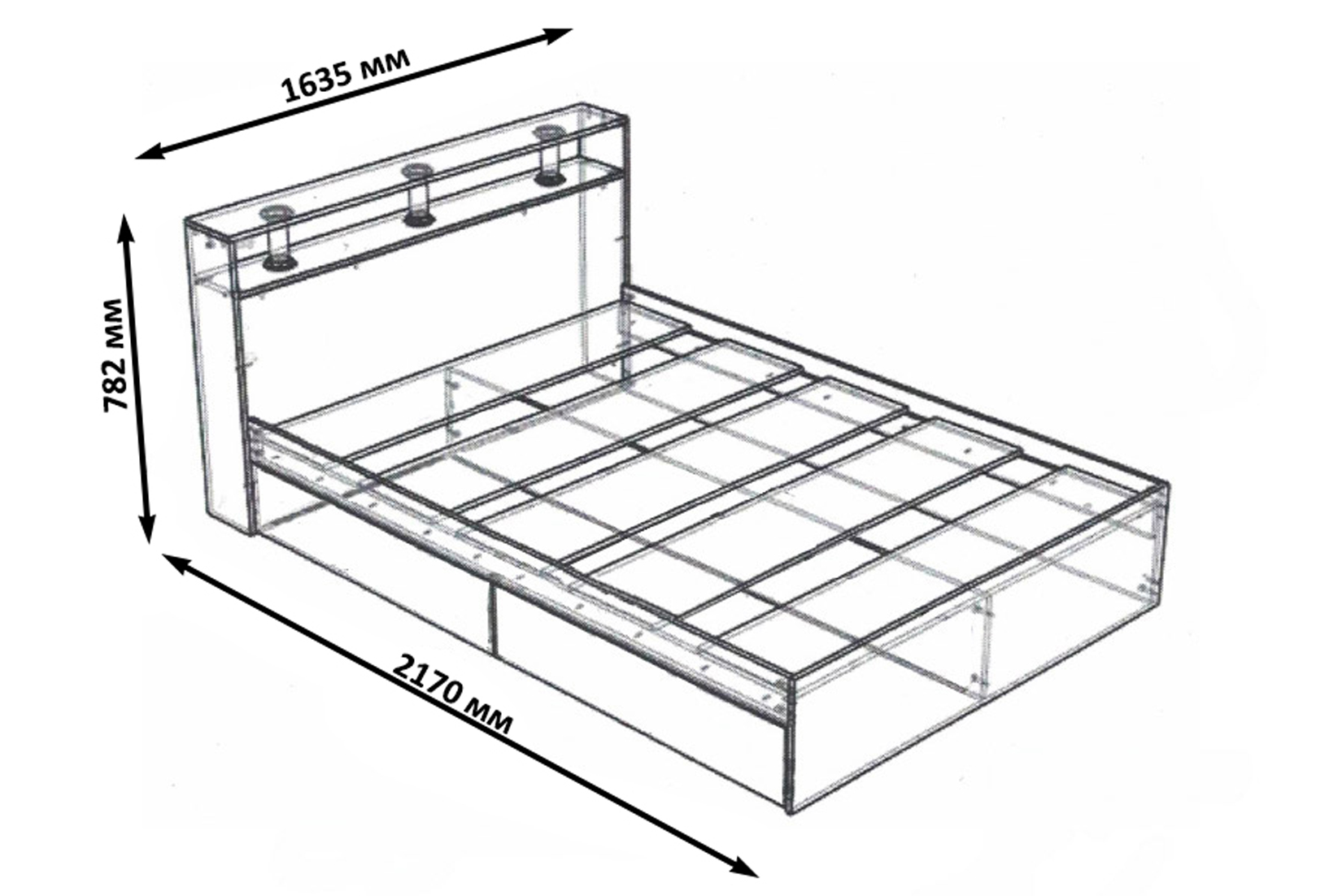 Камелия Кровать 160 Без ящиков Дуб сонома