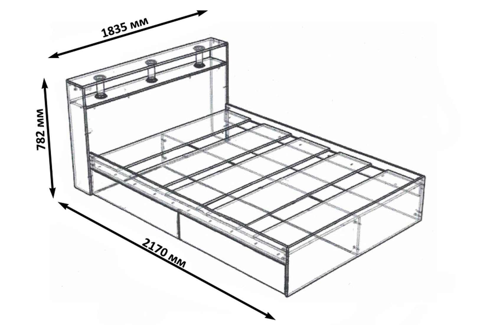 Камелия Кровать 180 с ДСП настилом Дуб сонома