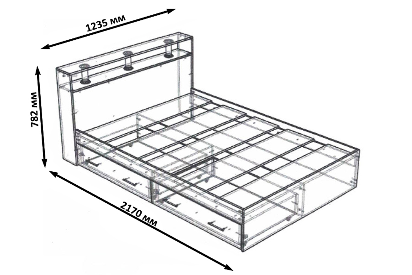Камелия Кровать 120 с ящиками Дуб сонома
