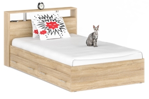 Камелия Кровать 120 с ящиками Дуб сонома