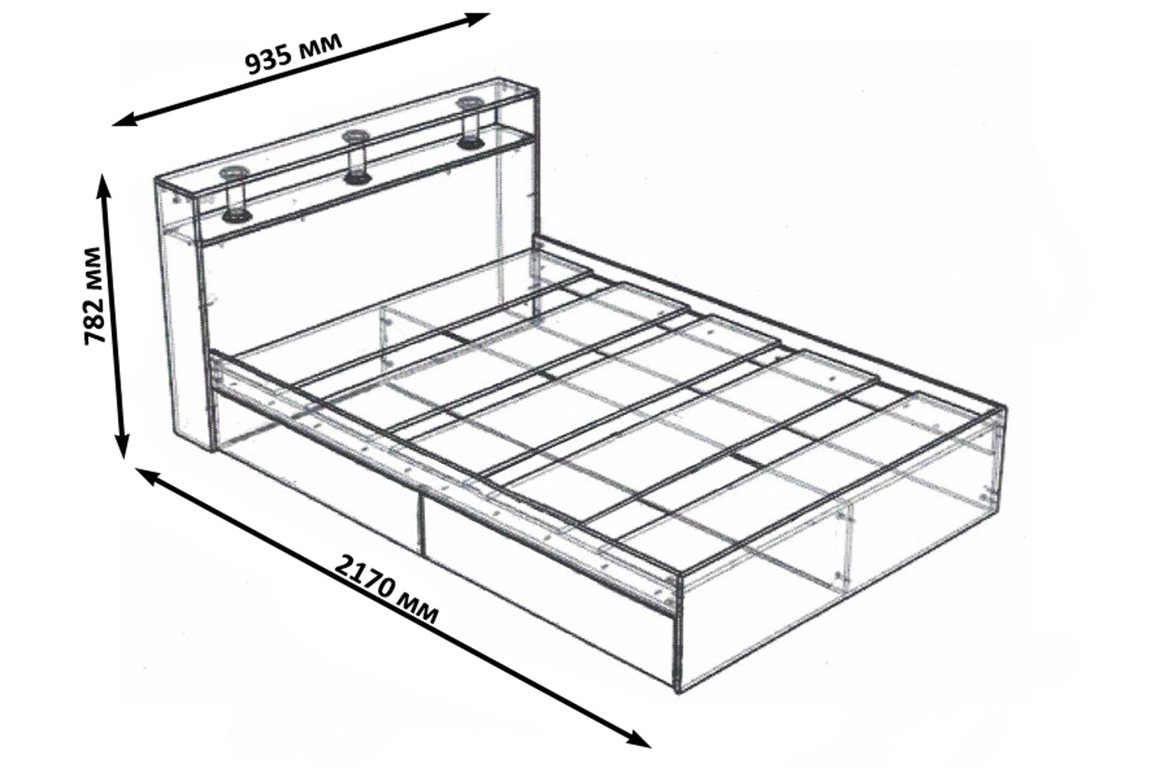 Камелия Кровать 90 без ящиков Дуб сонома