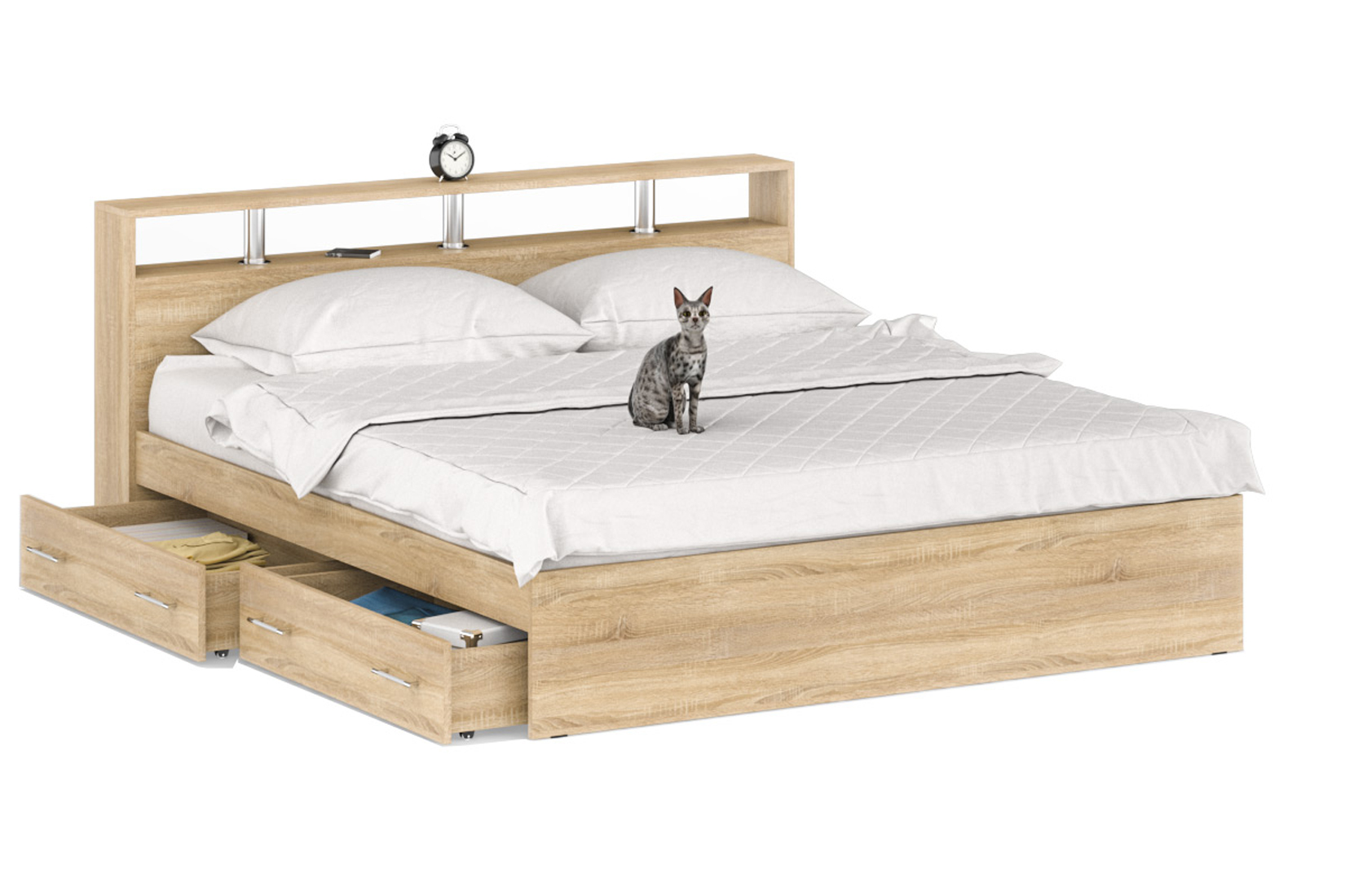 Камелия Кровать 180 с ящиками Дуб сонома