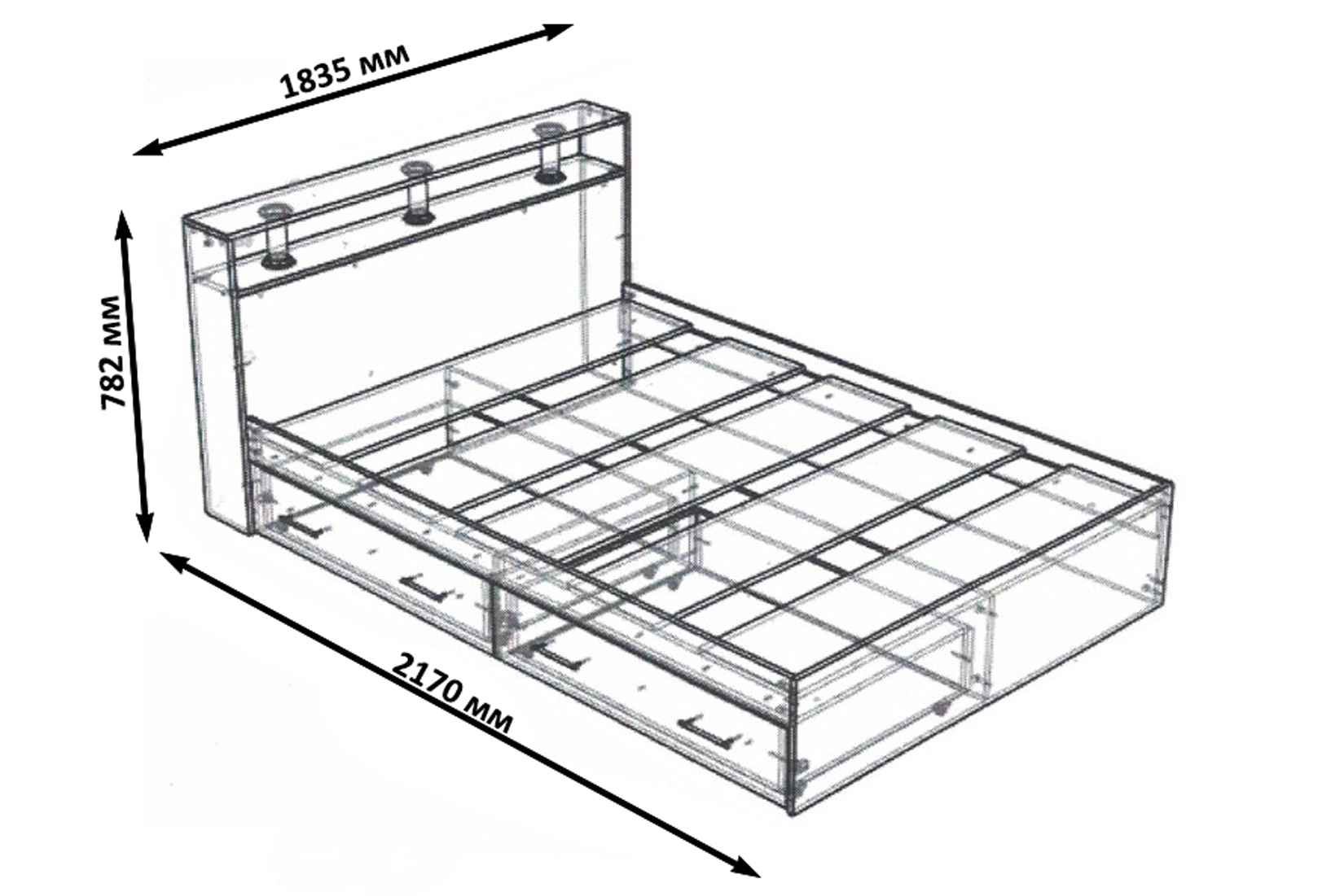 Камелия Кровать 180 с ящиками Дуб сонома